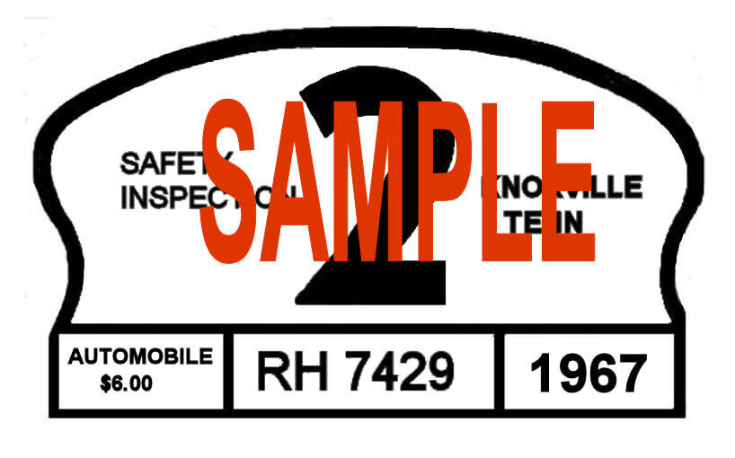 Modal Additional Images for 1967 Tennessee Safety Check inspection sticker